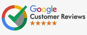 A google customer rating logo with five stars.