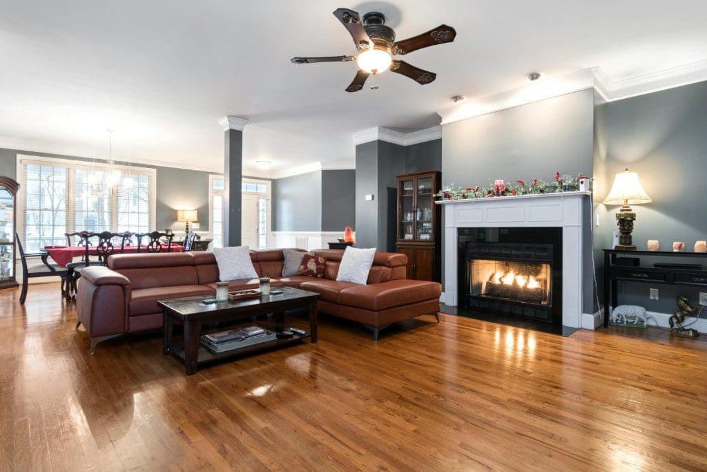 indoor ceiling fan in large living area